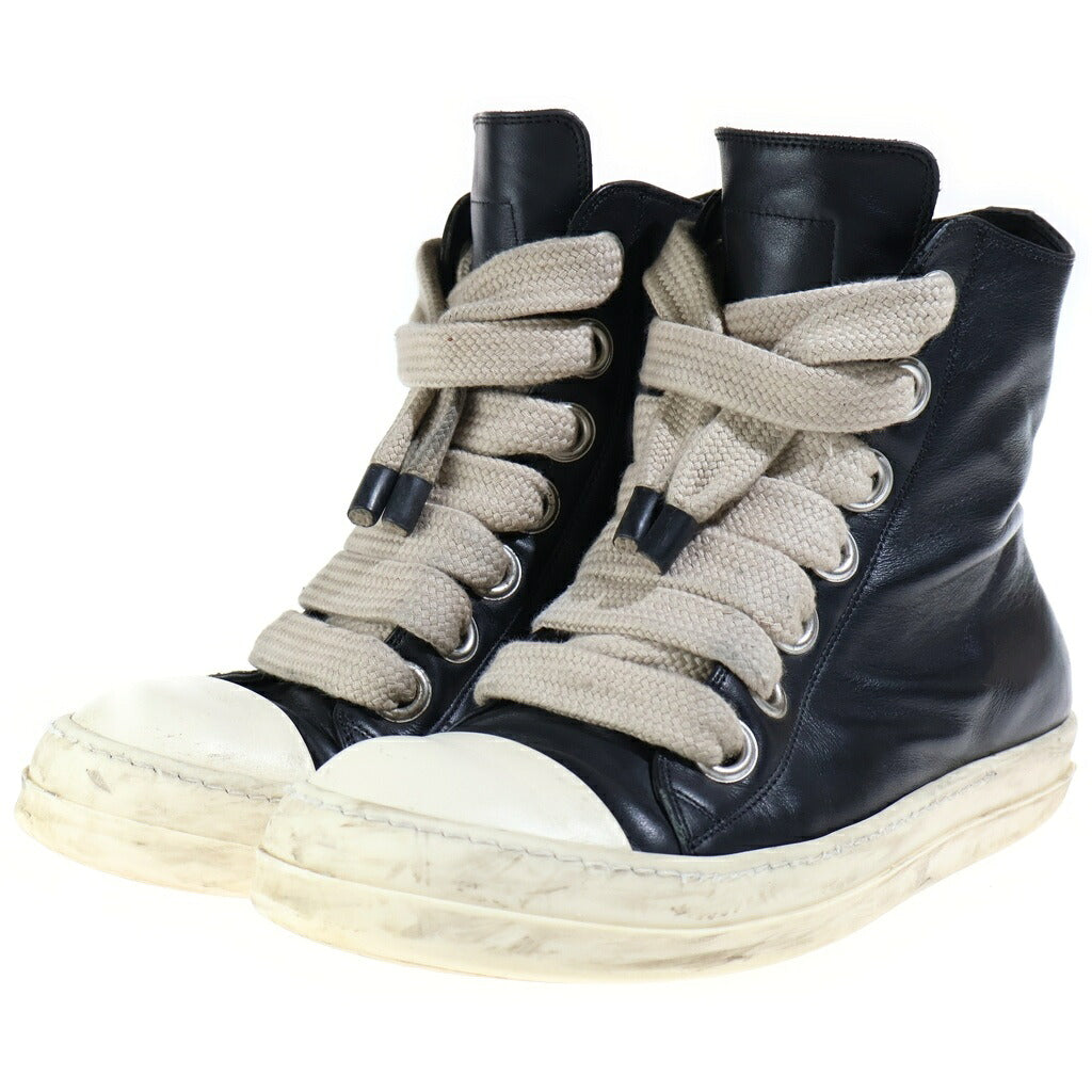 Rick Owens(リックオウエンス) 24AW PORTERVILLE JUMBO LACED SNEAKER ポーターヴィル期 ジャンボレースド レザーハイカットスニーカー ブラック RU02D6892 LCOW2