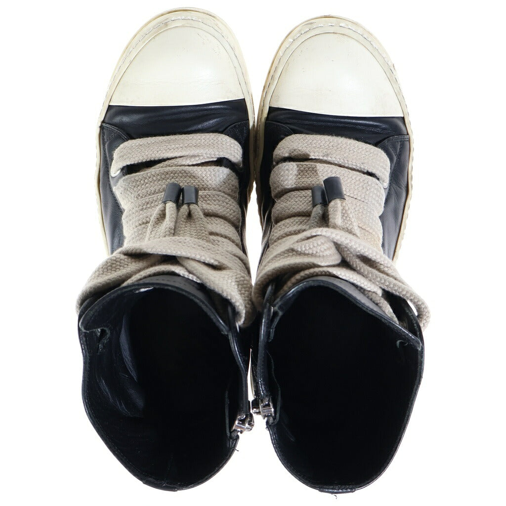 Rick Owens(リックオウエンス) 24AW PORTERVILLE JUMBO LACED SNEAKER ポーターヴィル期 ジャンボレースド レザーハイカットスニーカー ブラック RU02D6892 LCOW2