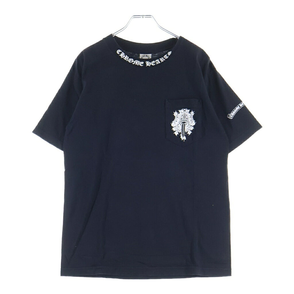 CHROME HEARTS(クロムハーツ) OLD VINE DAGGER LOGO S/S TEE オールド ヴァインダガーロゴプリント クルーネック半袖カットソーTシャツ ブラック