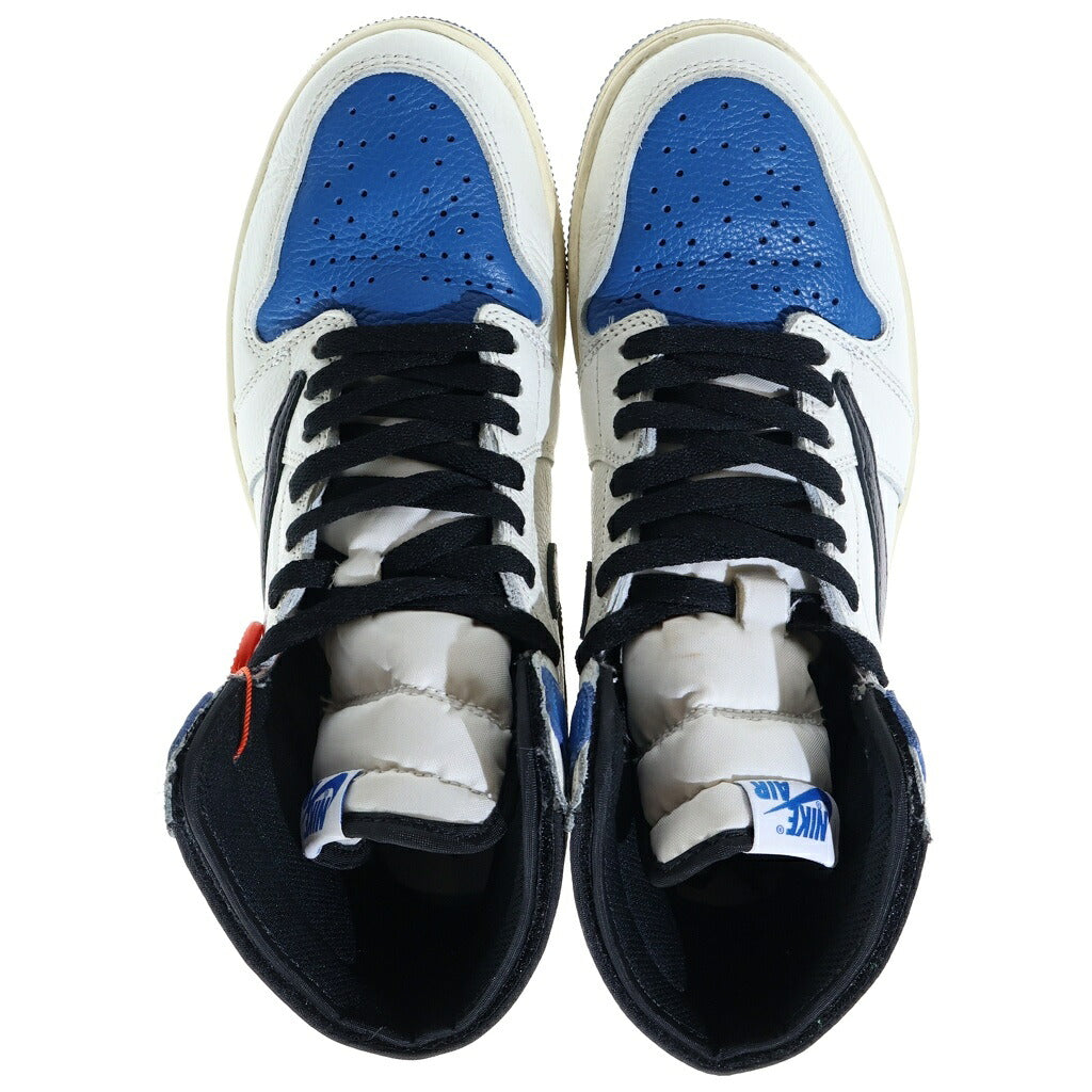 NIKE(ナイキ) ×TRAVIS SCOTT ×FRAGMENT DESIGN AIR JORDAN1 RETRO HIGH OG SP エアジョーダン1 ハイカットスニーカー US9.5/27.5cm ホワイト/ブラック DH3227-105