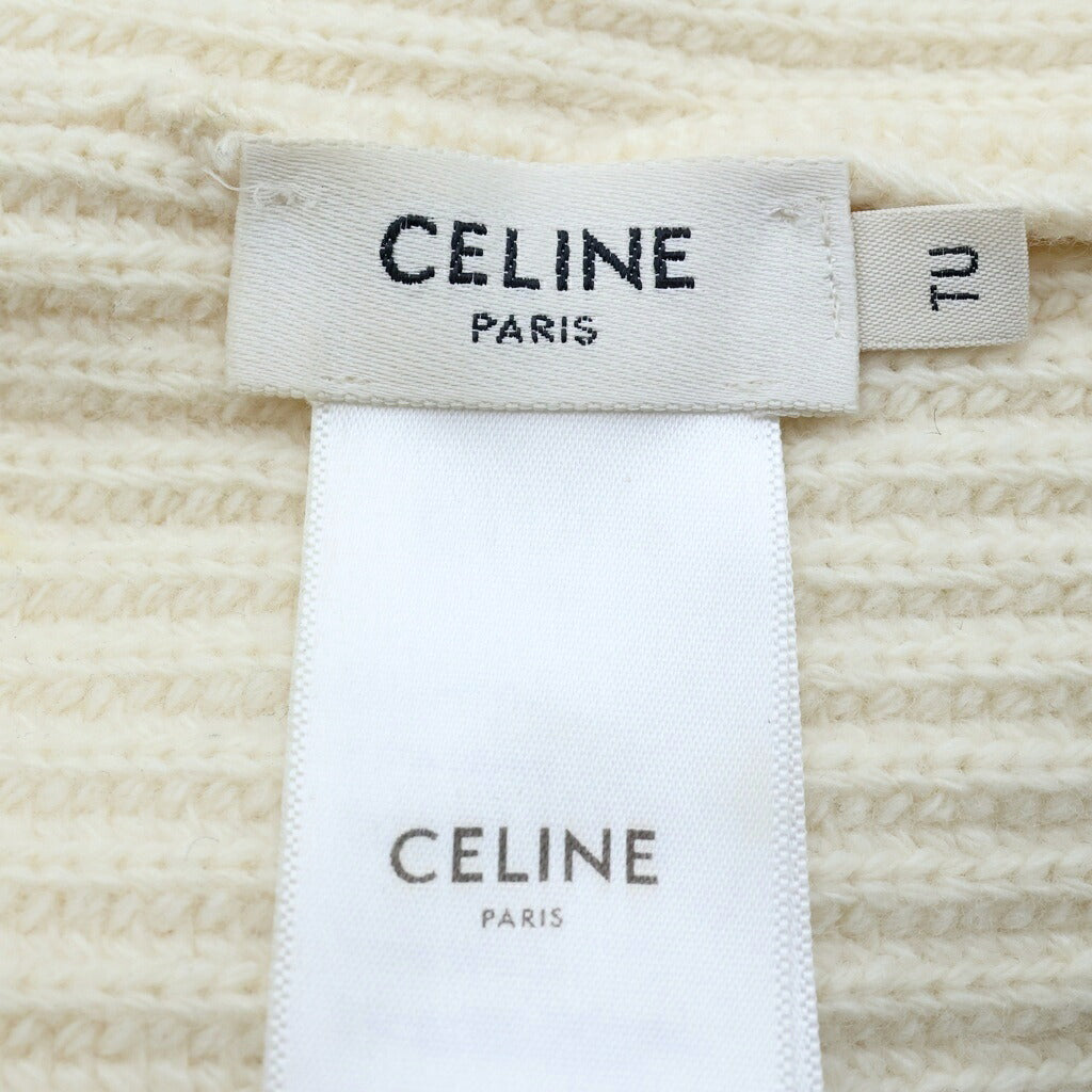 CELINE(セリーヌ) スタッズロゴ ビーニー ニット帽 ホワイト 2A42W536Q