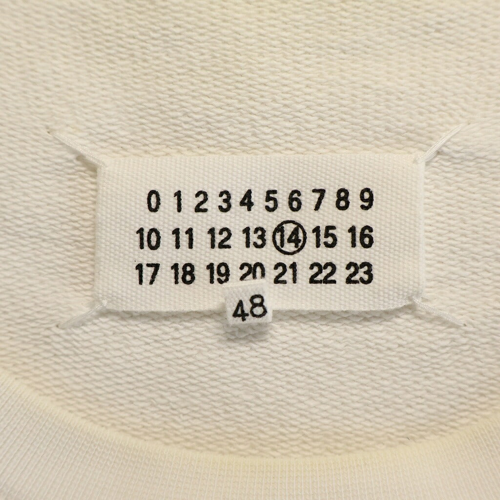 Maison Margiela(メゾンマルジェラ) 18AW ELBOW PATCHED CREW SWEAT SHIRT レザーエルボーパッチ スウェット トレーナー ホワイト S50GU0074