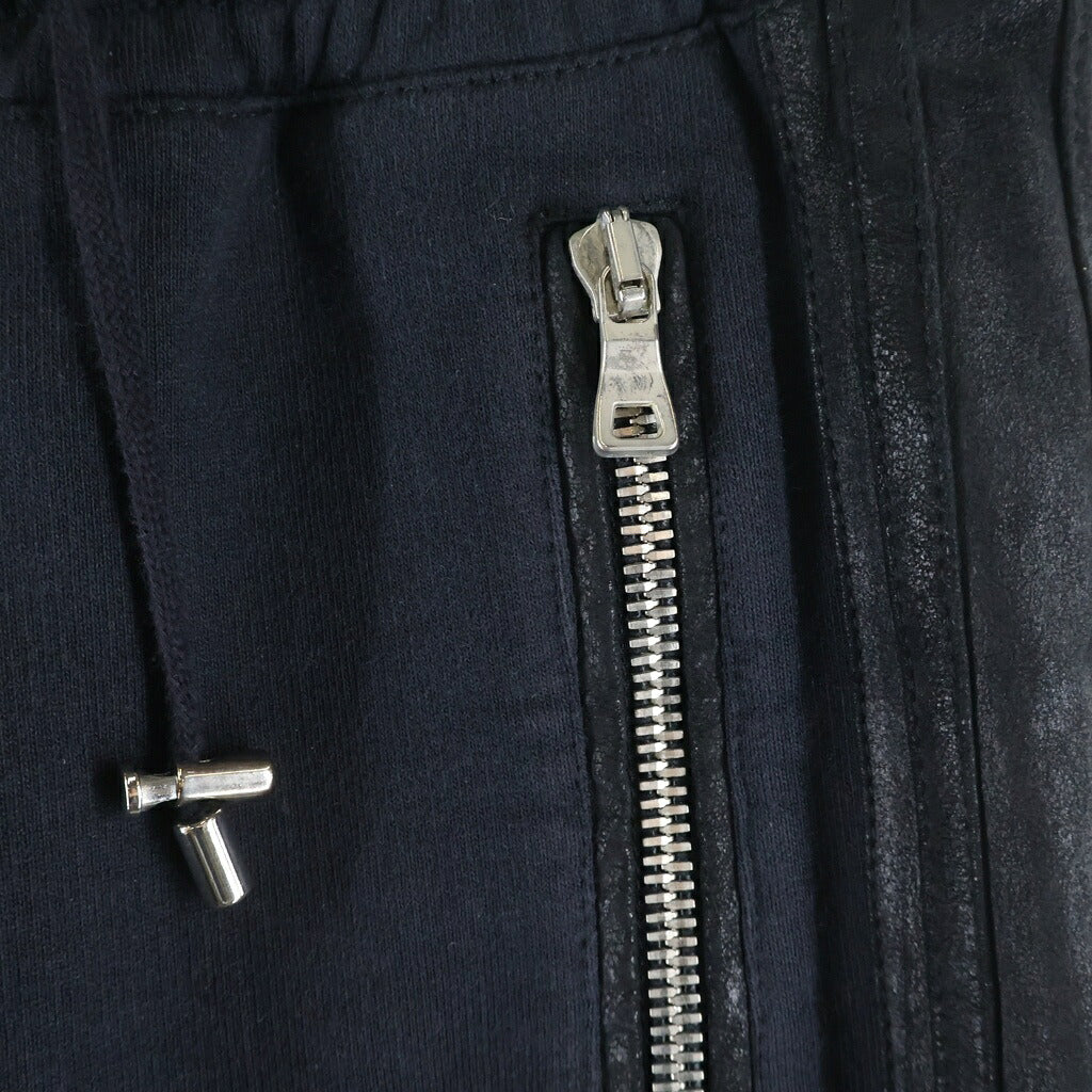 BALMAIN(バルマン) スウェットバイカーパンツ レザー切り替えジョガーパンツ ブラック S6HJ510D143C