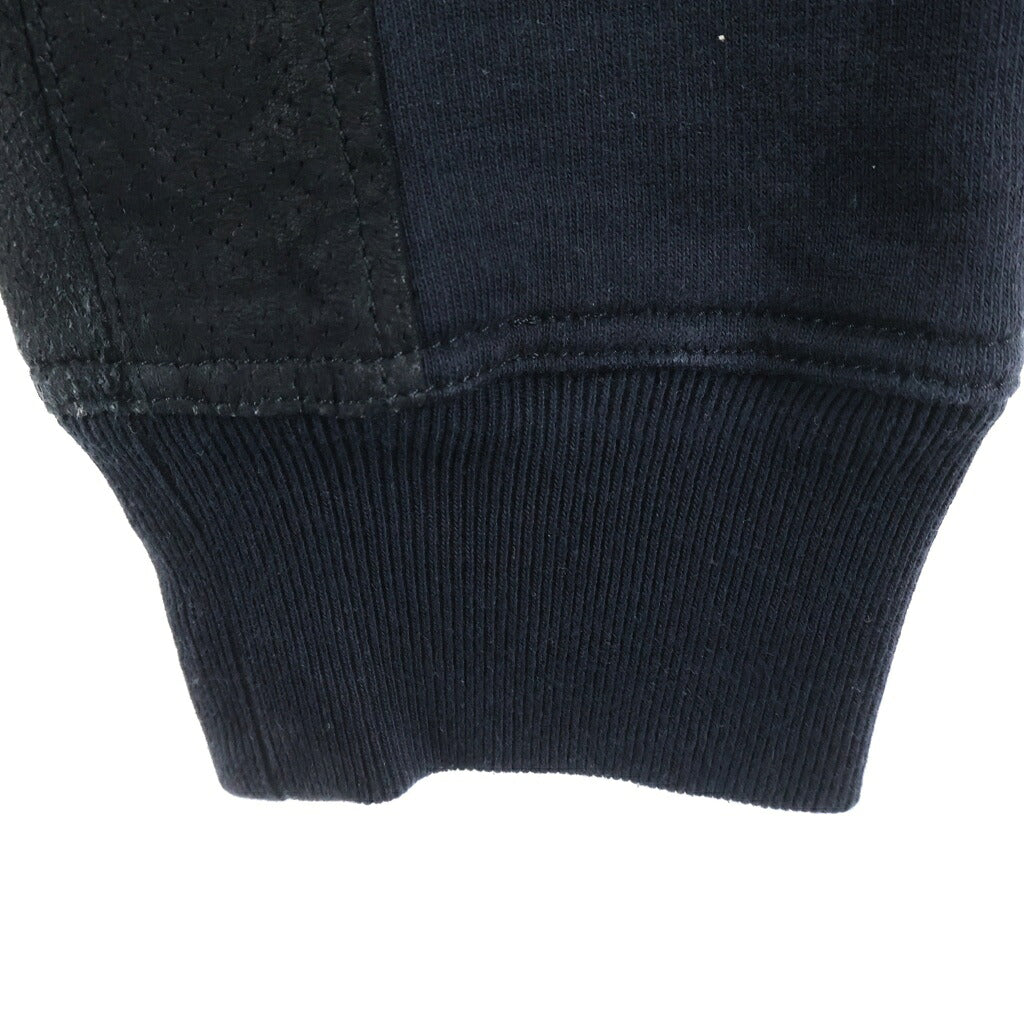 BALMAIN(バルマン) スウェットバイカーパンツ レザー切り替えジョガーパンツ ブラック S6HJ510D143C