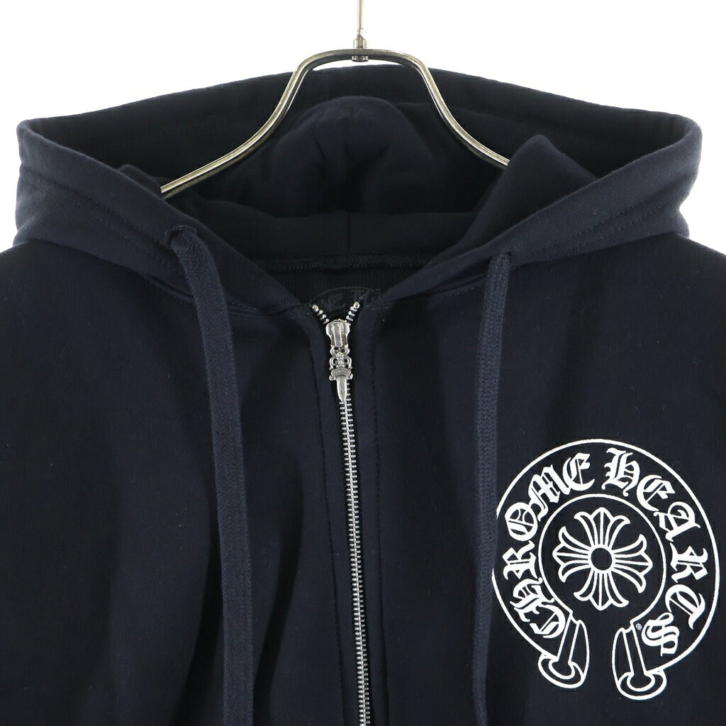 CHROME HEARTS(クロムハーツ) THRML HD ZIP 裏地サーマル 袖フローラル バックホースシュー ジップパーカー ブラック