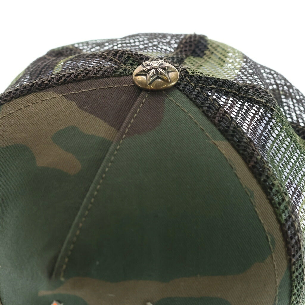 CHROME HEARTS(クロムハーツ) 3STAR TRUCKER CAP スターレザーパッチ スターボール付き カモフラ メッシュ トラッカーキャップ カーキ