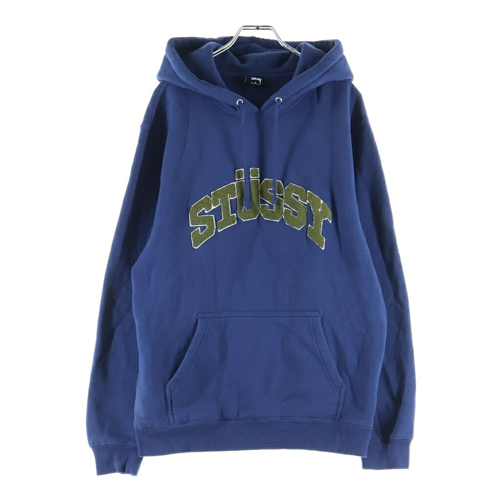 STUSSY(ステューシー) アーチロゴ パイル刺繍 プルオーバースウェットパーカー ブルー