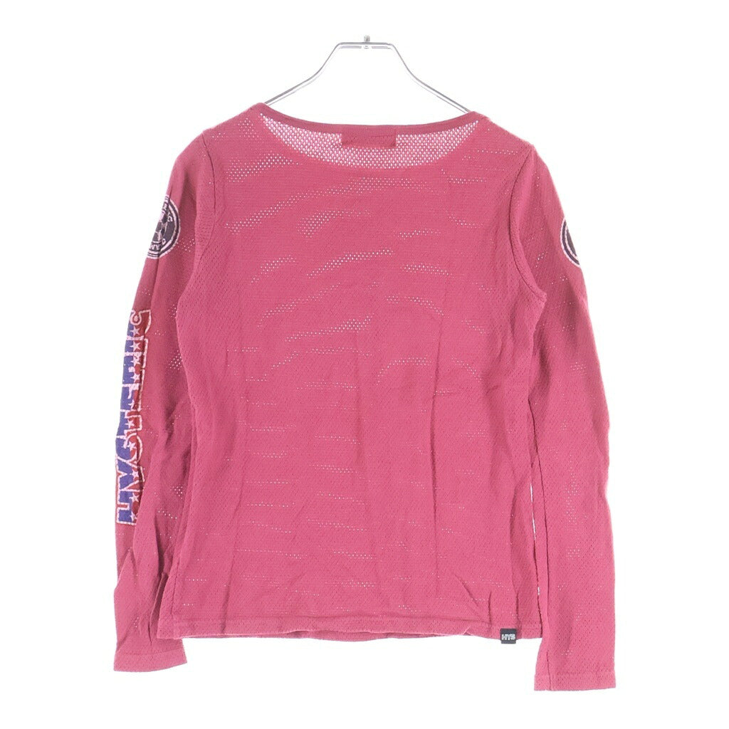HYSTERIC GLAMOUR(ヒステリックグラマー) フロントヒスガールプリント クルーネック長袖カットソーTシャツ レッド レディース 01251CL04