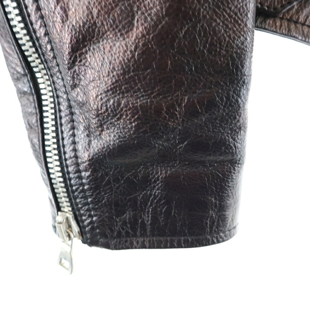 BALMAIN(バルマン) DOUBLE RIDER JACKET メタリック加工 ジップアップダブルライダースジャケット ブラック RH18257L015
