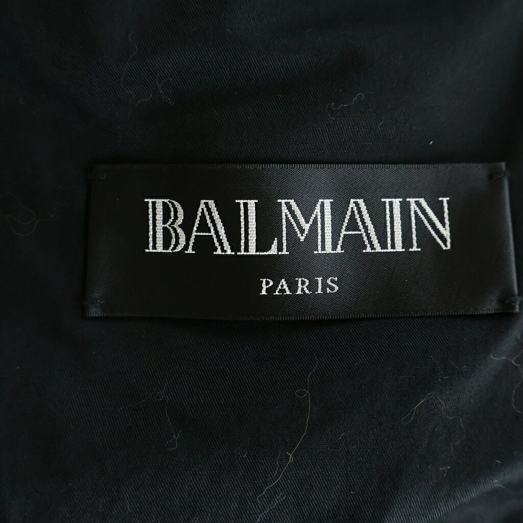 BALMAIN(バルマン) DOUBLE RIDER JACKET メタリック加工 ジップアップダブルライダースジャケット ブラック RH18257L015