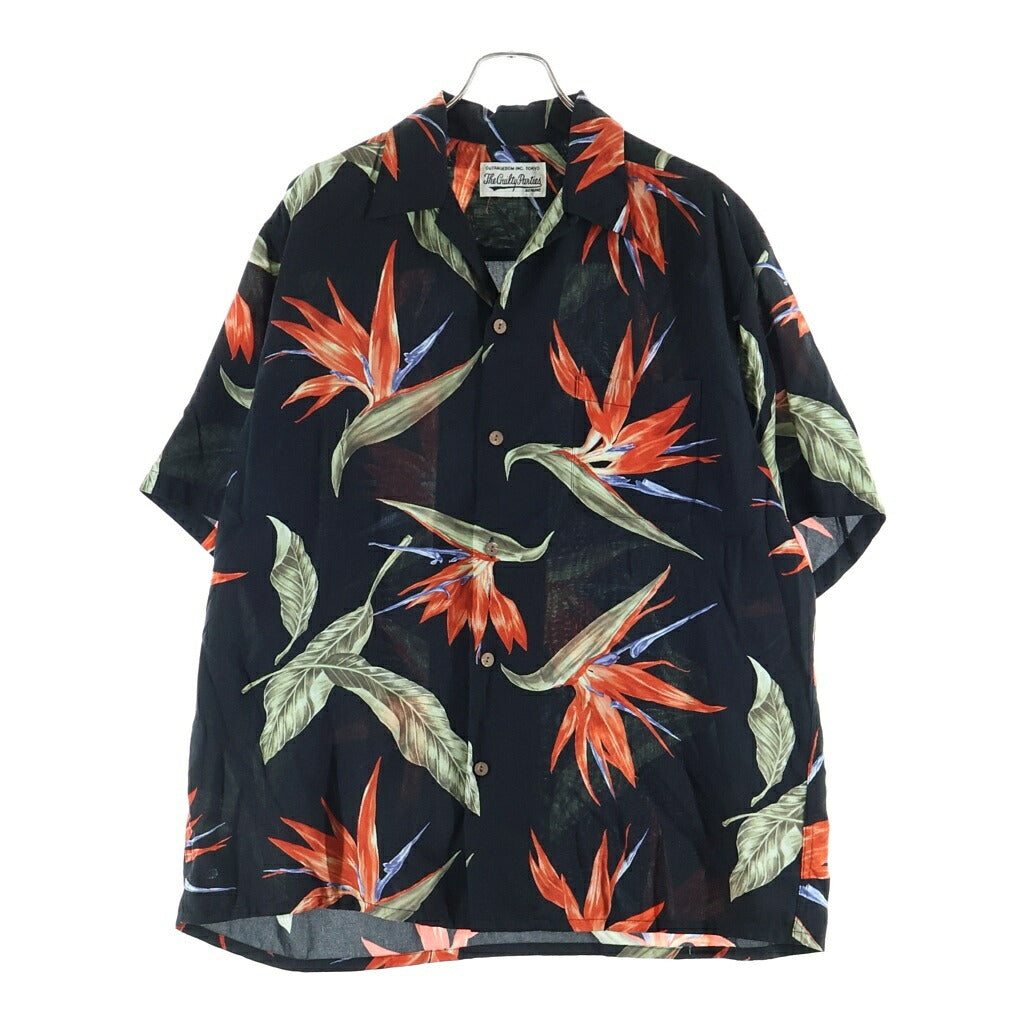 WACKO MARIA(ワコマリア) BIRD OF PARADISE 極楽鳥花 ハワイアンアロハ半袖シャツ ブラック/レッド