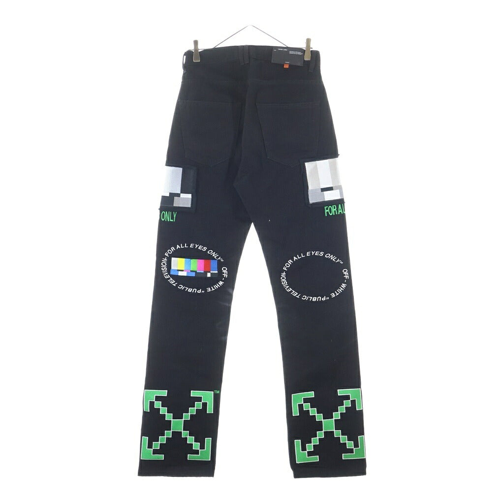 OFF-WHITE(オフホワイト) 19AW ×EV BRAVADO RELAXED JEANS エブブラバド ロゴエンブロイダリー リラックスデニムパンツ ブラック OMYA039F19E54046