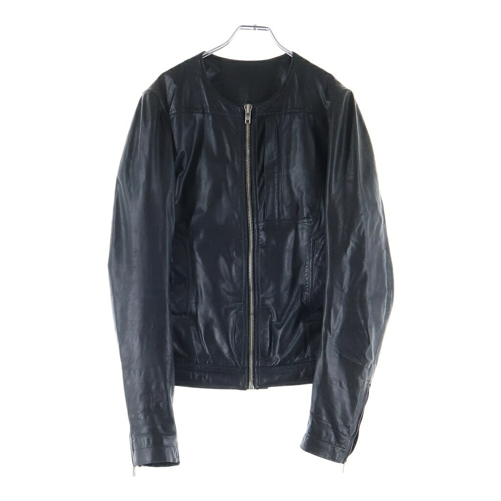 Rick Owens(リックオウエンス) 14SS VICIOUS期 ラムレザーノーカラーシングルライダースジャケット ブラック RU14S1767-LGI