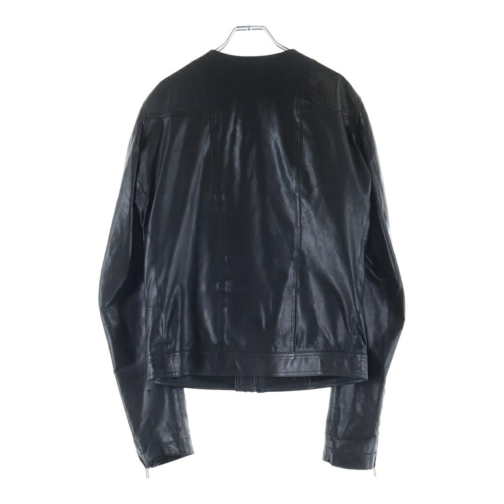 Rick Owens(リックオウエンス) 14SS VICIOUS期 ラムレザーノーカラーシングルライダースジャケット ブラック RU14S1767-LGI