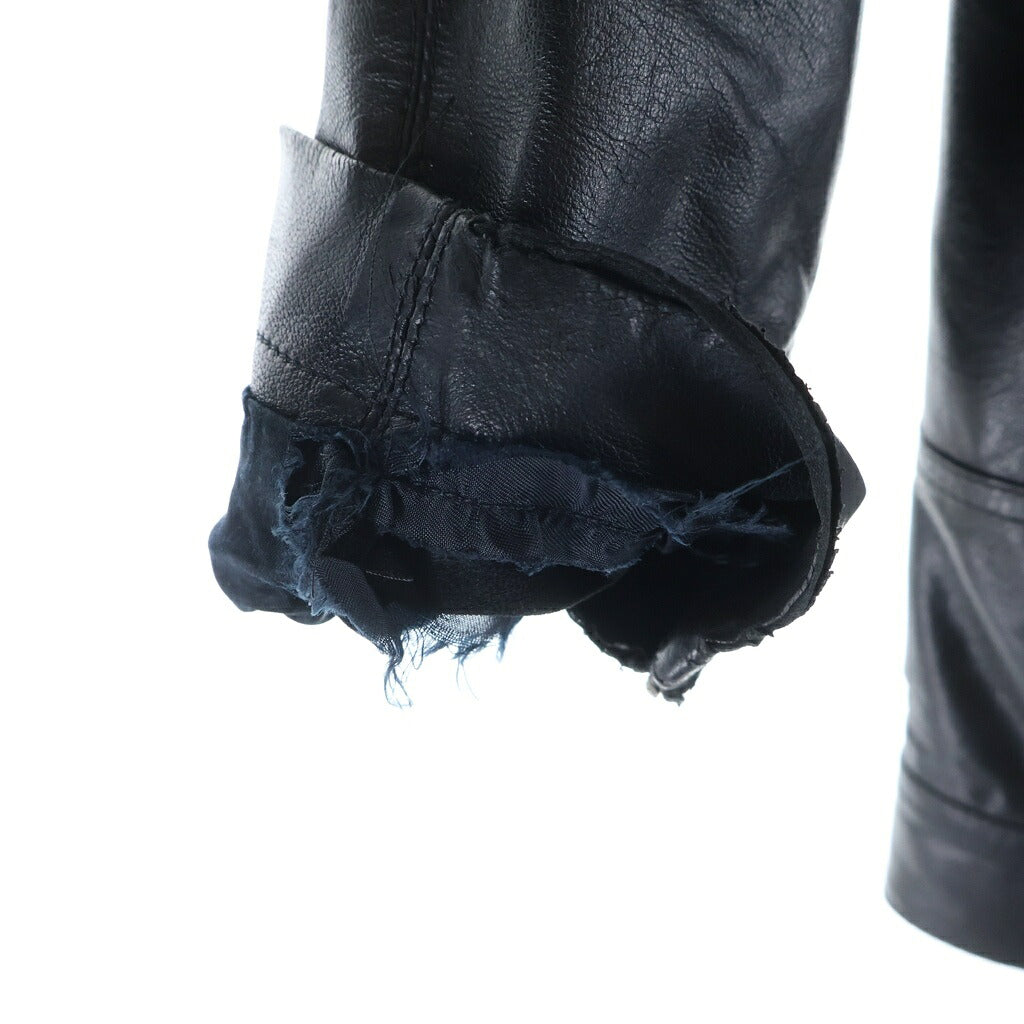 Rick Owens(リックオウエンス) 14SS VICIOUS期 ラムレザーノーカラーシングルライダースジャケット ブラック RU14S1767-LGI