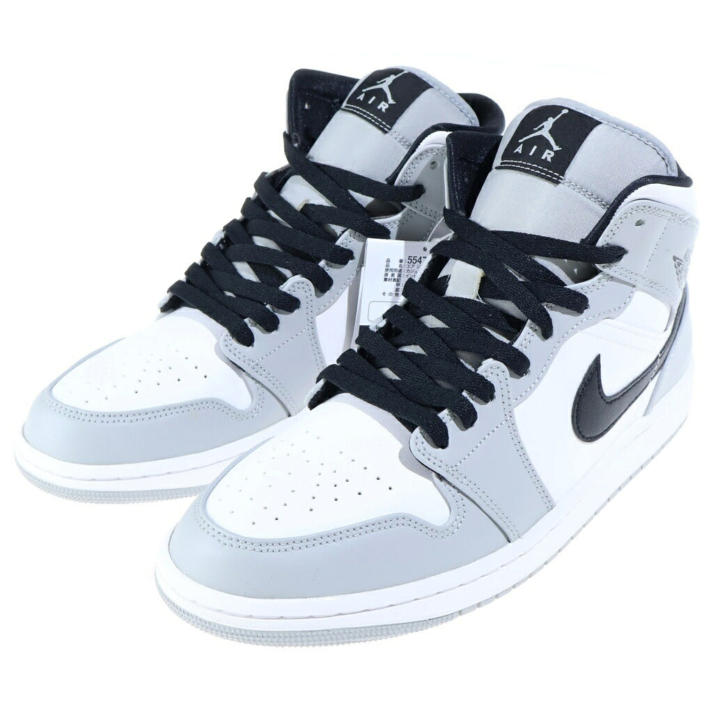 NIKE(ナイキ) NIKE AIR JORDAN 1 MID LIGHT SMOKE GREY ナイキ エアジョーダン1 ライトスモーク ミッドカットスニーカー ホワイト/グレー US10/28cm 554724-092
