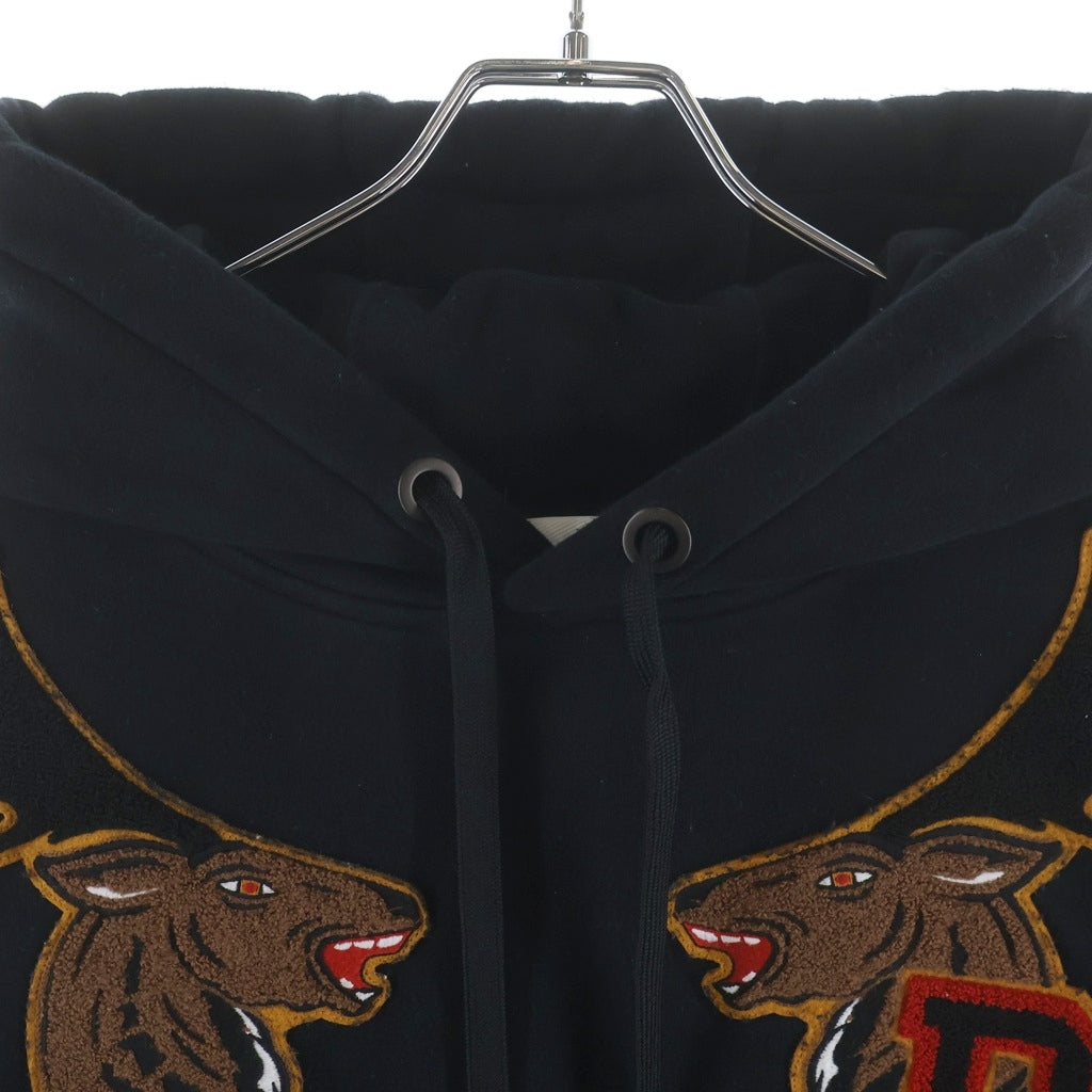 BURBERRY(バーバリー) Carson Varsity Aoolique cotton hoodie カーソンヴァーシティ 8036911 プルオーバーパーカー ブラック