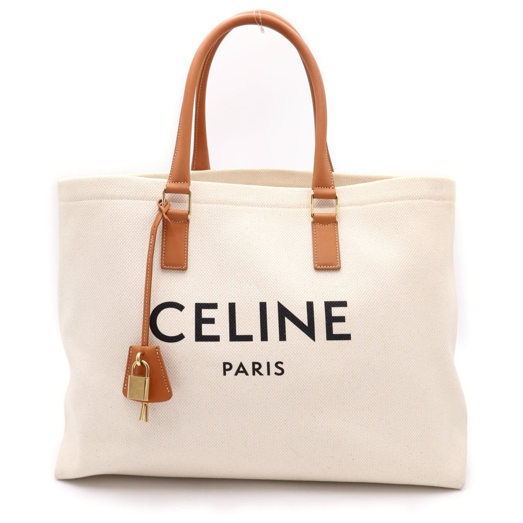 CELINE(セリーヌ) ホリゾンタルカバ トートバッグ ハンドバッグ ブラウン/ベージュ キャンバス×レザー レディース