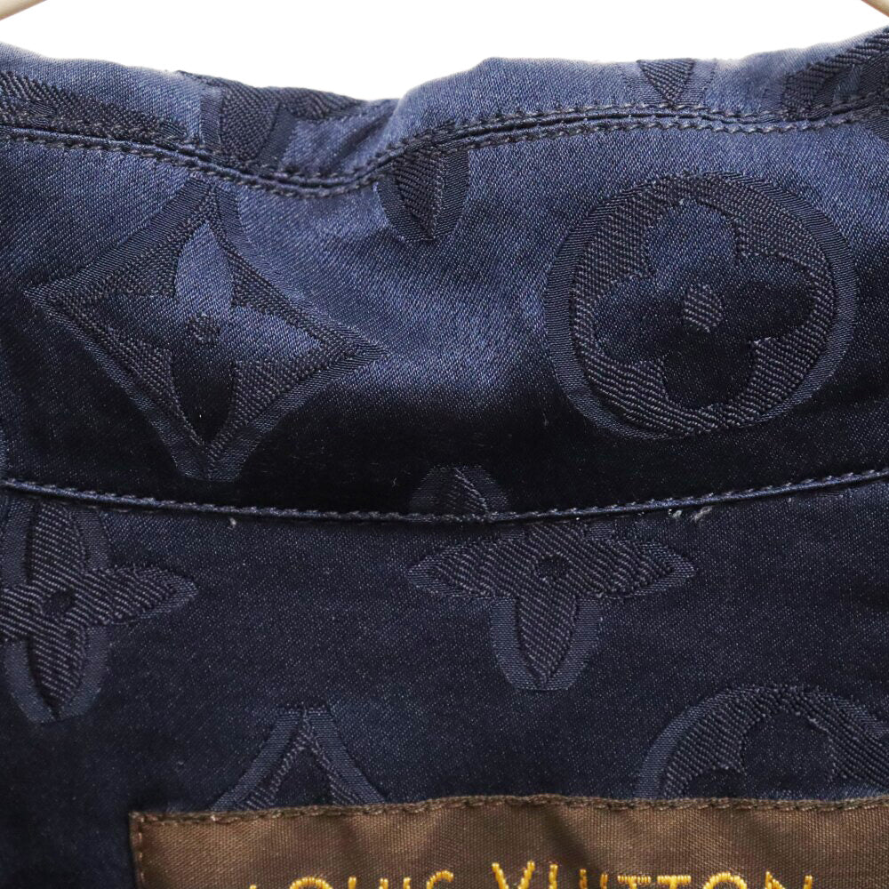 LOUIS VUITTON(ルイヴィトン) ×SUPREME 17AW Jacquard Silk Pajama Shirt ジャガードシルクパジャマ長袖シャツ ネイビー