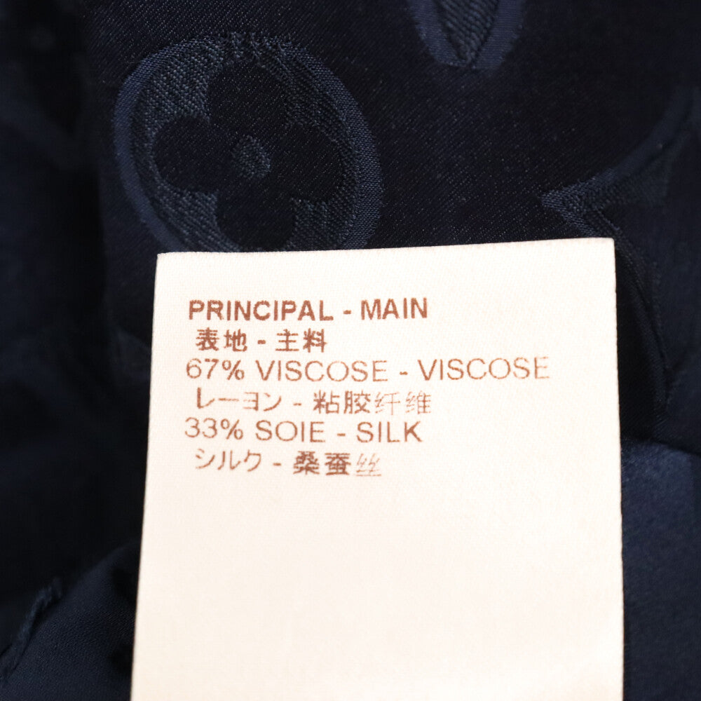 LOUIS VUITTON(ルイヴィトン) ×SUPREME 17AW Jacquard Silk Pajama Shirt ジャガードシルクパジャマ長袖シャツ ネイビー