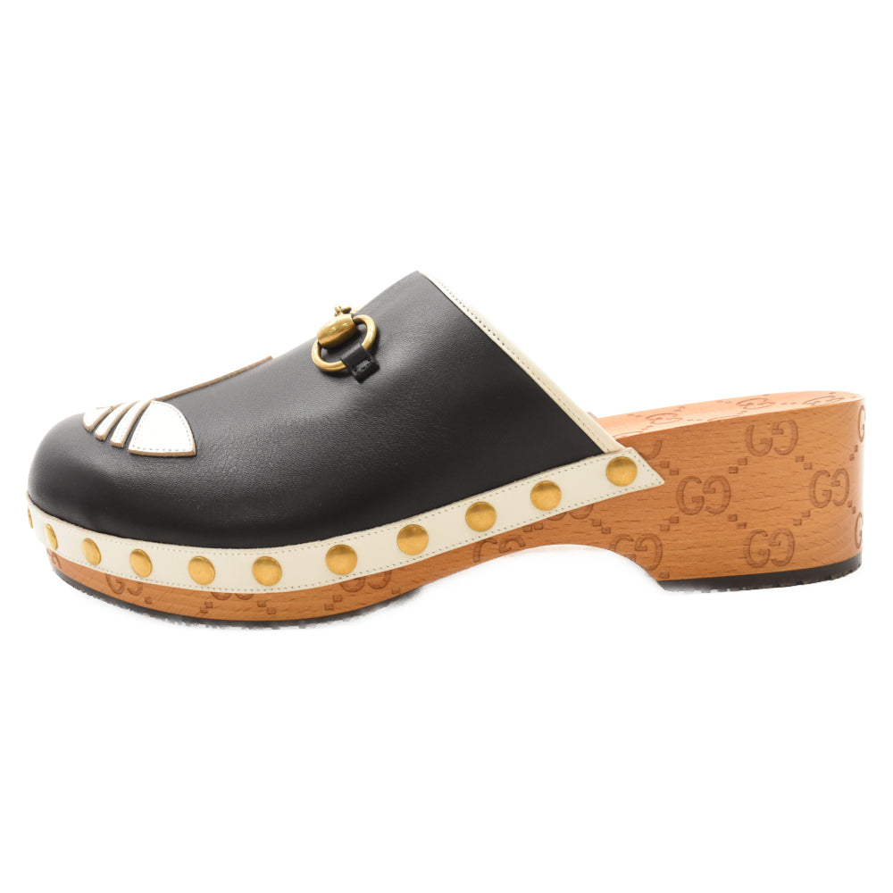 GUCCI(グッチ) ×adidas clog sandals クロッグ レザー フロントロゴサンダル 702252 ブラック