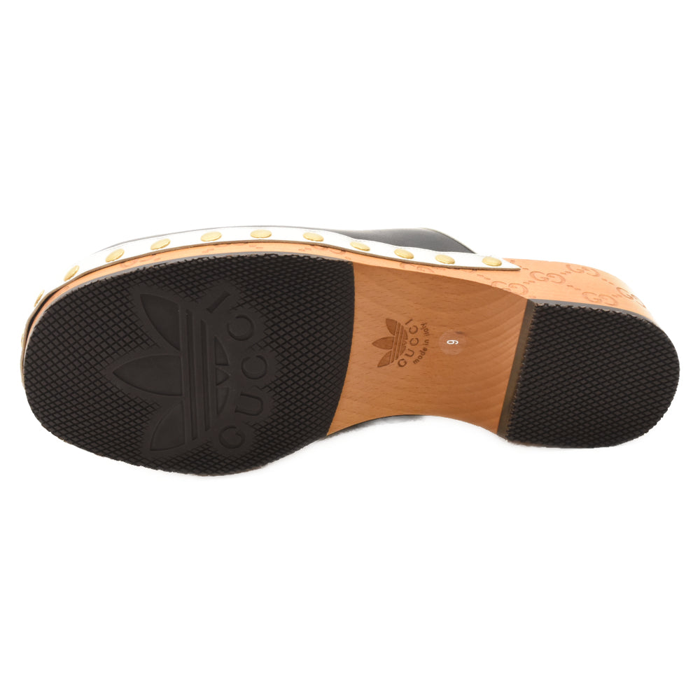 GUCCI(グッチ) ×adidas clog sandals クロッグ レザー フロントロゴサンダル 702252 ブラック