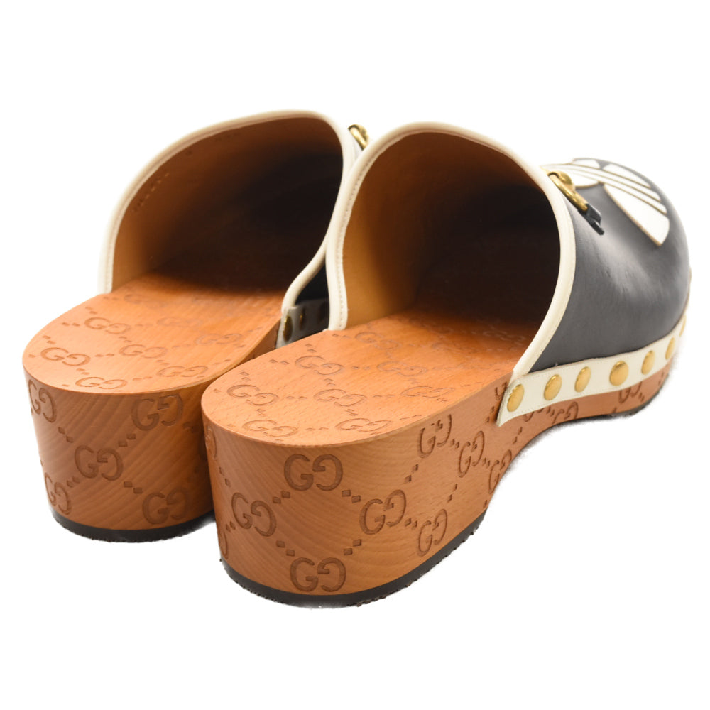 GUCCI(グッチ) ×adidas clog sandals クロッグ レザー フロントロゴサンダル 702252 ブラック