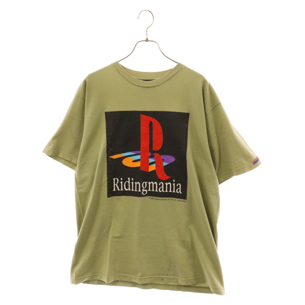 VINTAGE(ヴィンテージ) 00s KHK Ridingmania playstation フロントプリント クルーネック半袖Tシャツ カーキ