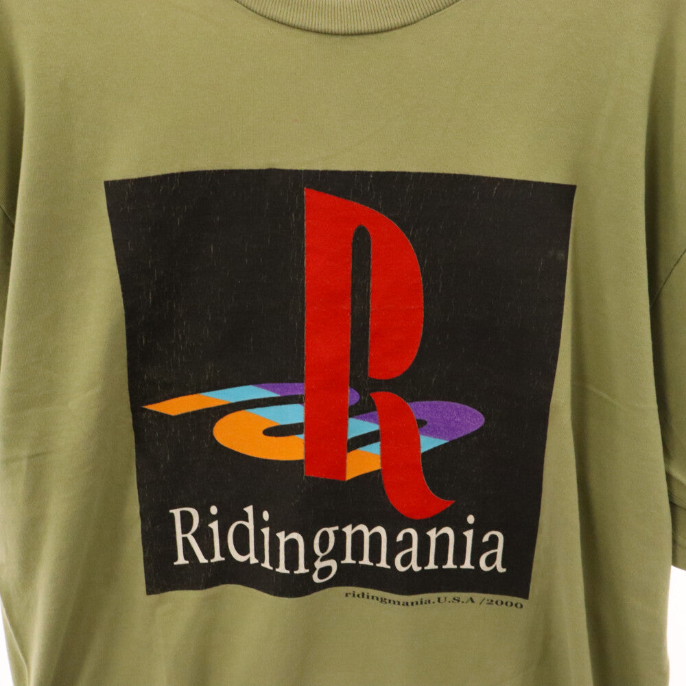 VINTAGE(ヴィンテージ) 00s KHK Ridingmania playstation フロントプリント クルーネック半袖Tシャツ カーキ