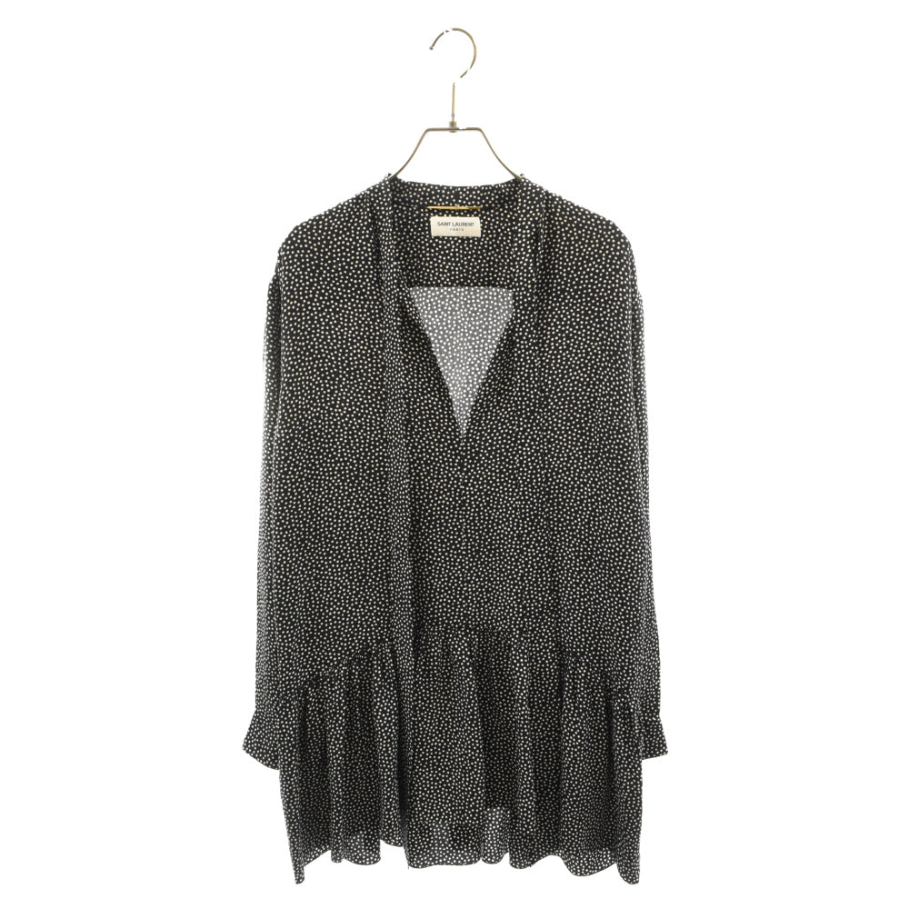 SAINT LAURENT PARIS(サンローランパリ) シルク ドット フリル プルオーバー ワンピース ブラウス 485610 Y347S レディース