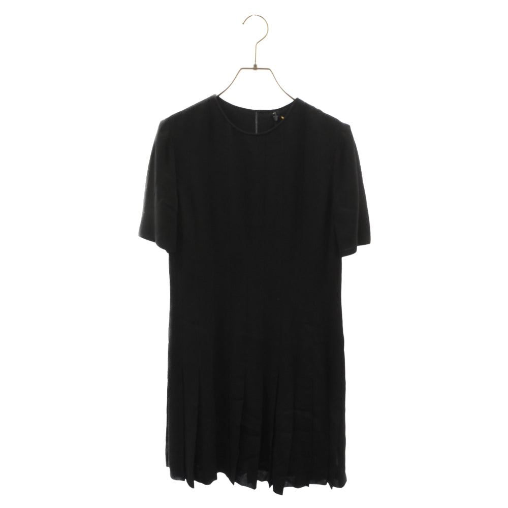 SAINT LAURENT PARIS(サンローランパリ) 19SS Pleats One-piece ストライプ レーヨン/シルク プリーツワンピース 613537 Y103W ブラック