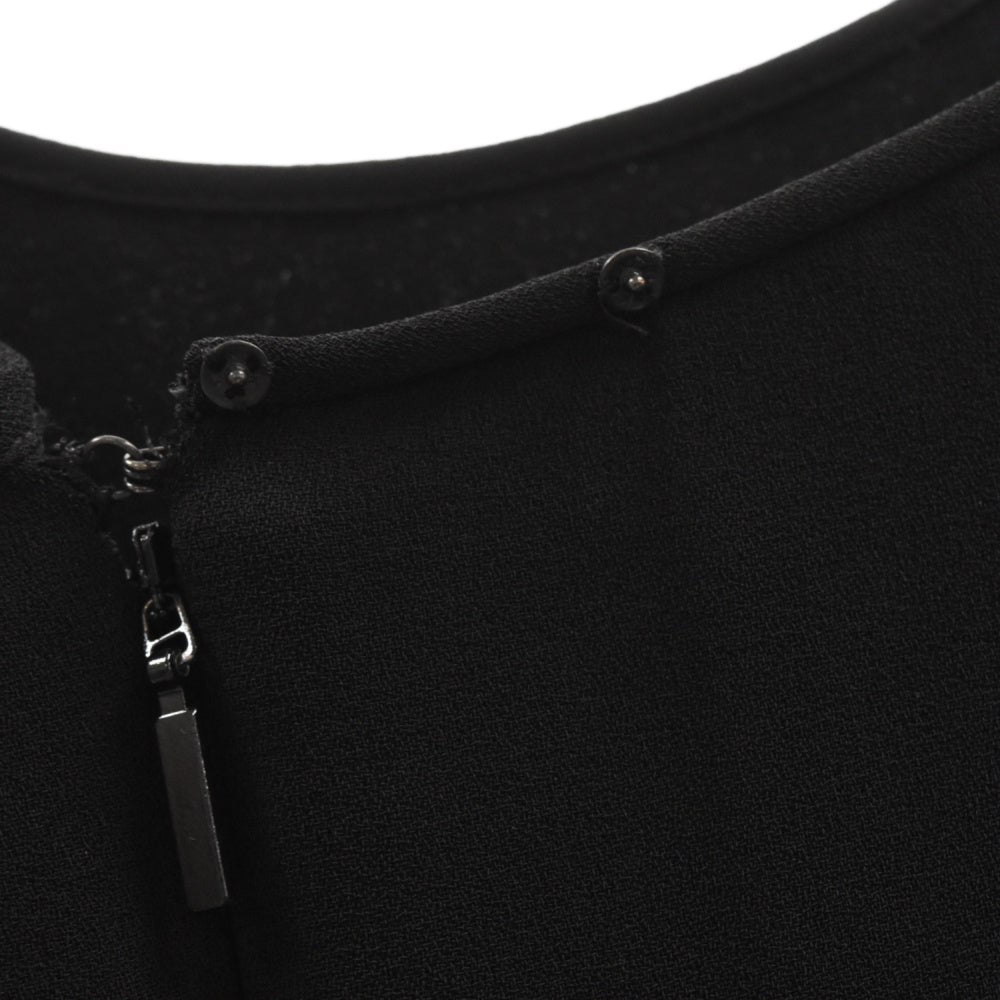 SAINT LAURENT PARIS(サンローランパリ) 19SS Pleats One-piece ストライプ レーヨン/シルク プリーツワンピース 613537 Y103W ブラック