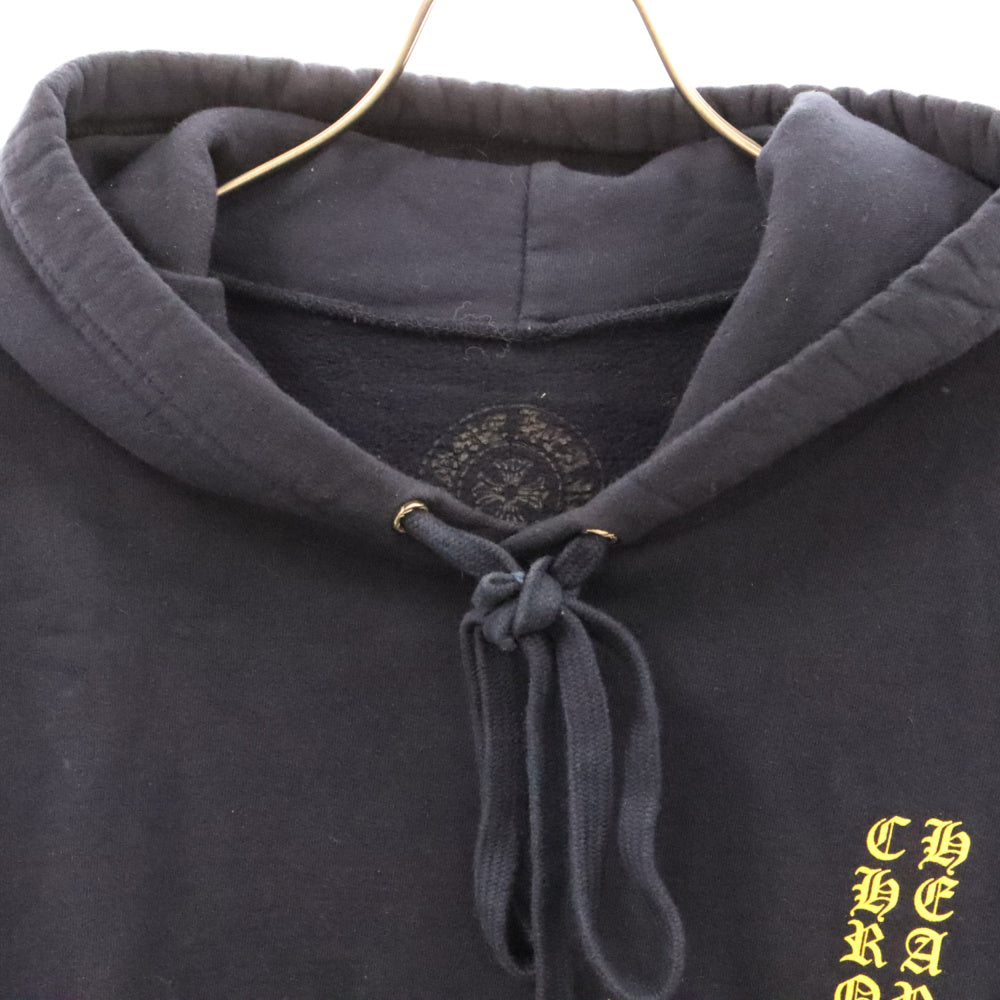 CHROME HEARTS(クロムハーツ) Yellow Sleeve Logo Pullover Hoodie オンライン限定 イエロースリーブロゴプルオーバーフーディ パーカー ネイビー/イエロー