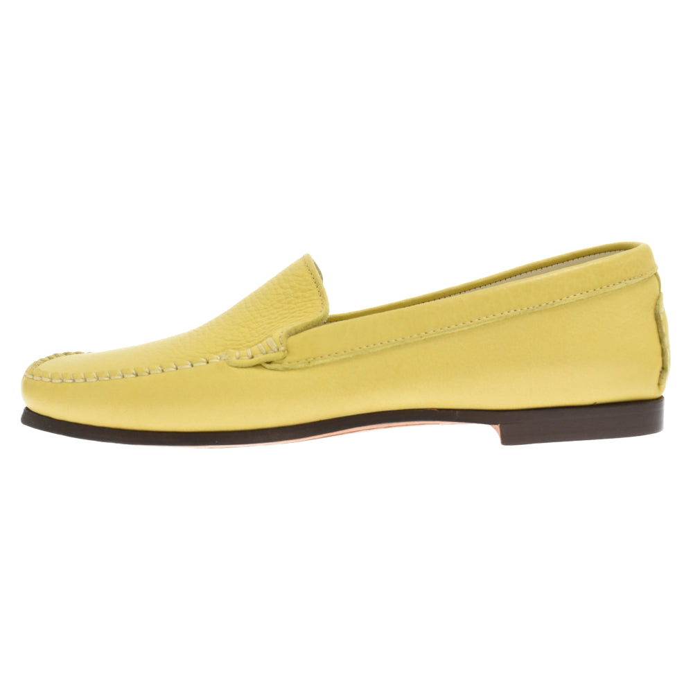 POLLINI(ポリーニ) レザー ホワイトステッチ ローファー シューズ イエロー レディース