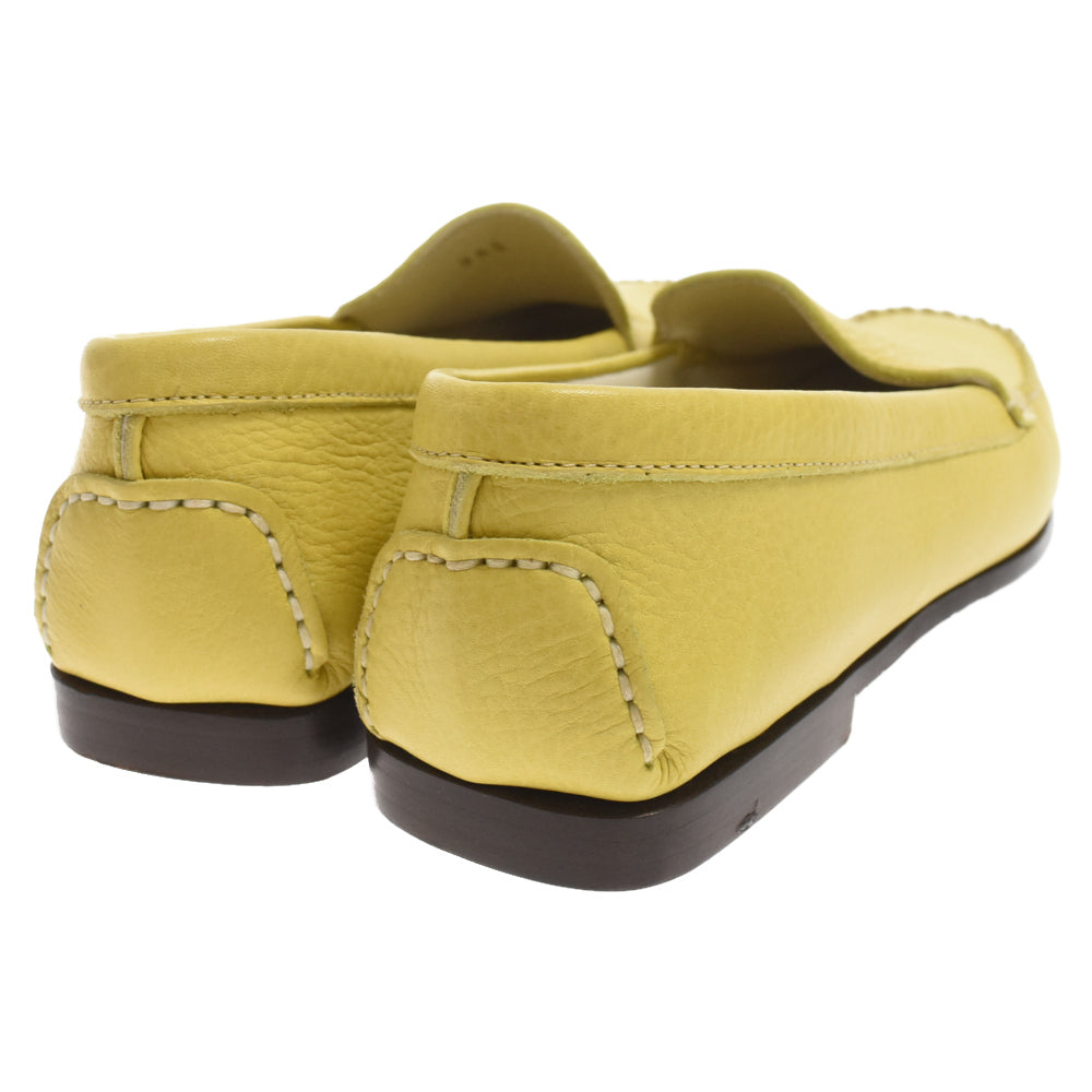 POLLINI(ポリーニ) レザー ホワイトステッチ ローファー シューズ イエロー レディース