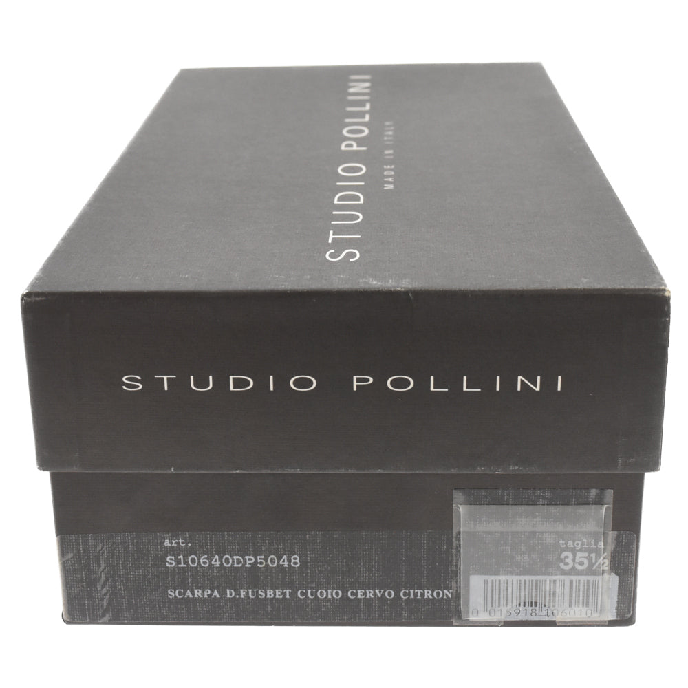 POLLINI(ポリーニ) レザー ホワイトステッチ ローファー シューズ イエロー レディース