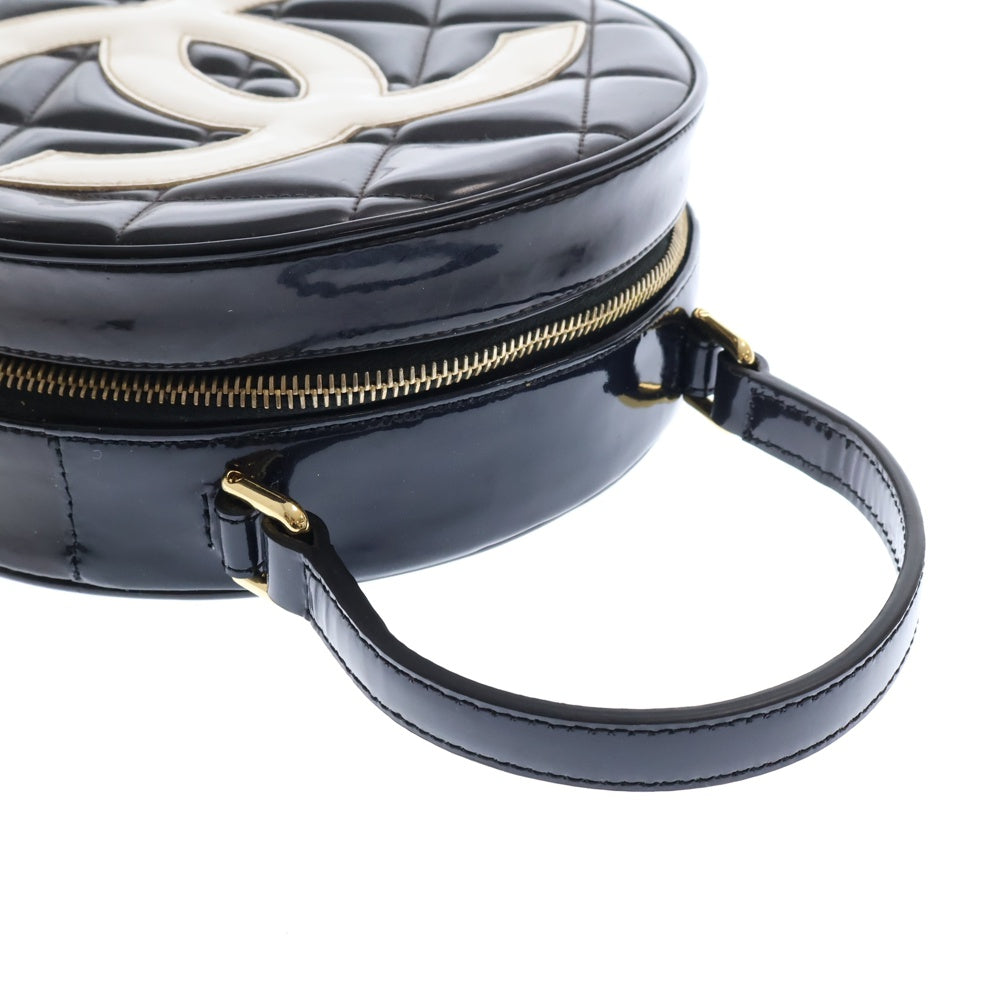 CHANEL(シャネル) ココマーク パテントレザー ラウンドバニティ ハンドバッグ ブラック