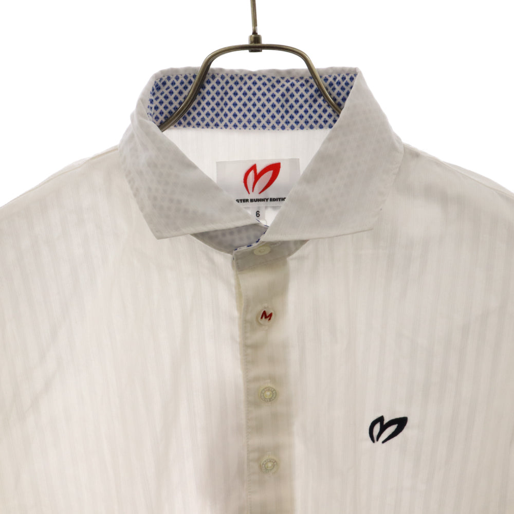 MASTER BUNNY(マスターバニー) Stripe Polo shirt ストライプ柄 ロゴ刺繍 半袖ポロシャツ カットソー 158‐8160509 ホワイト