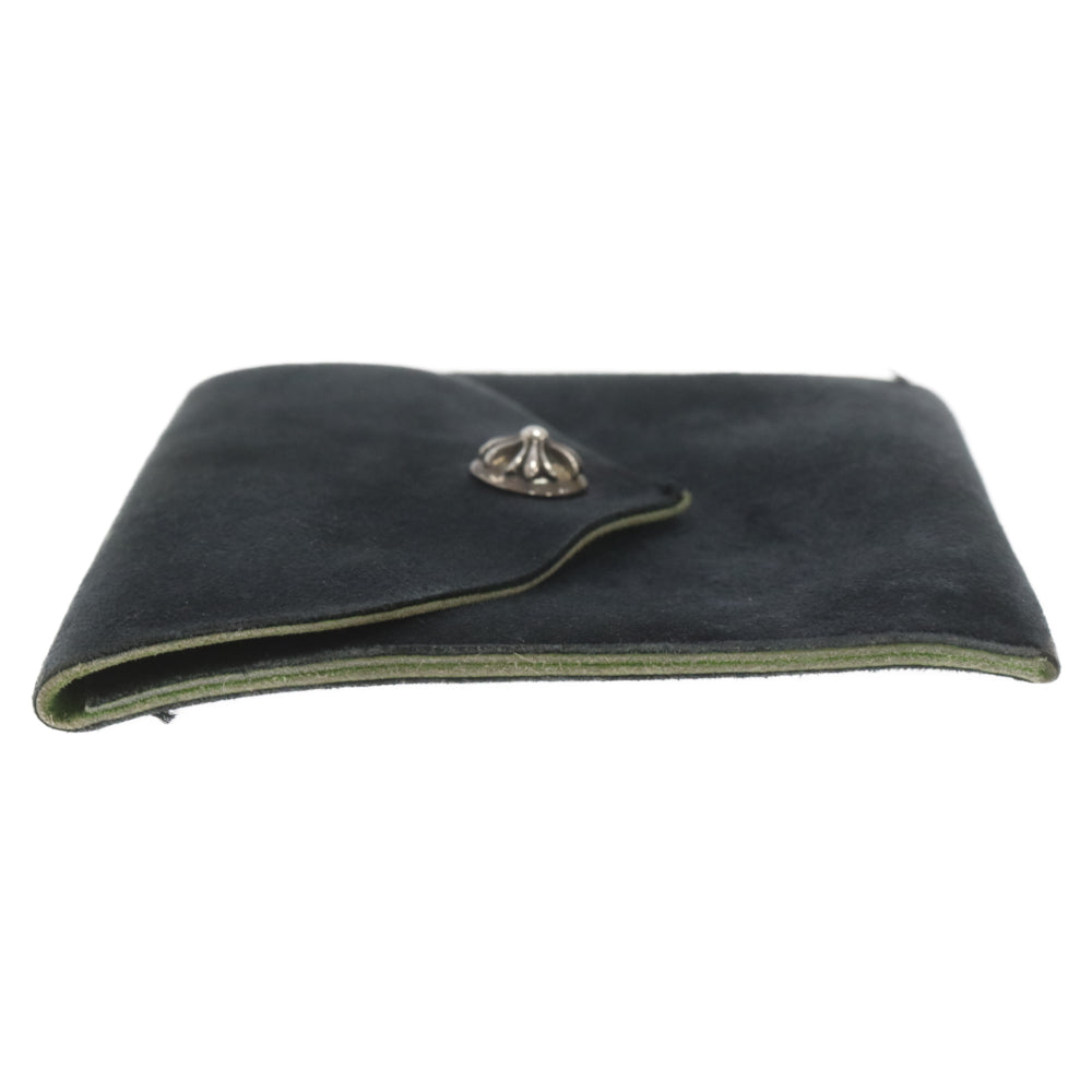 CHROME HEARTS(クロムハーツ) CRS BALL MULE POUCH クロスボール スエードマルチポーチ ネイビー/グリーン
