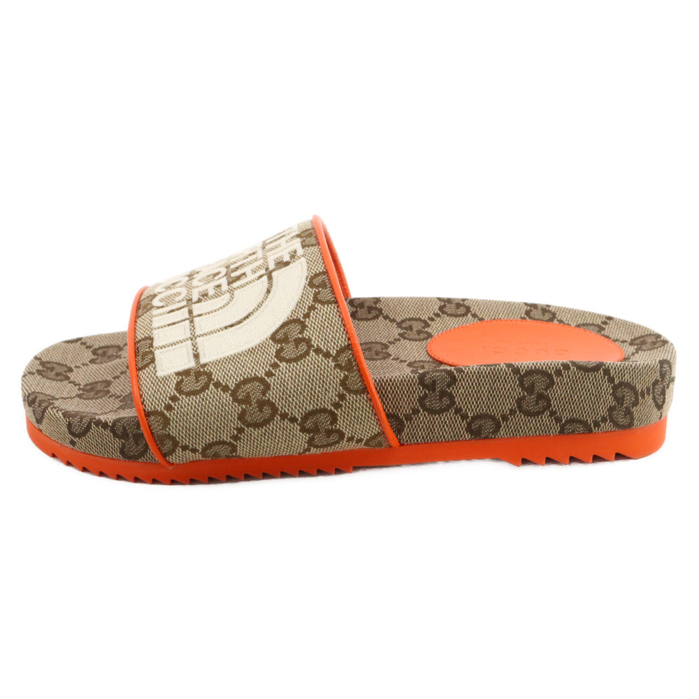 GUCCI(グッチ) 22SS × THE NORTH FACE ザノースフェイス GGキャンバス スライドミュール サンダル ブラウン 679947