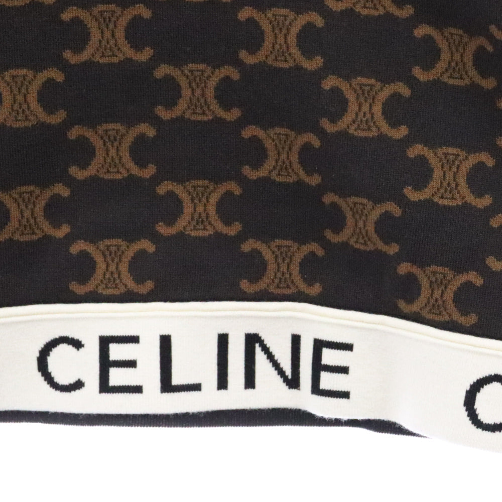 CELINE(セリーヌ) 23SS Triomphe Crop Top Cut And Sew 2AG03916Tトリオンフ クロップ トップ長袖Tシャツカットソー レディース ブラウン