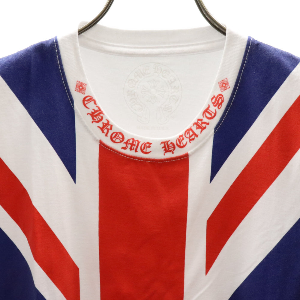 CHROME HEARTS(クロムハーツ) CH T-SHRT 1 ユニオンジャックプリントネックロゴ半袖Tシャツ ホワイト/ブルー/レッド