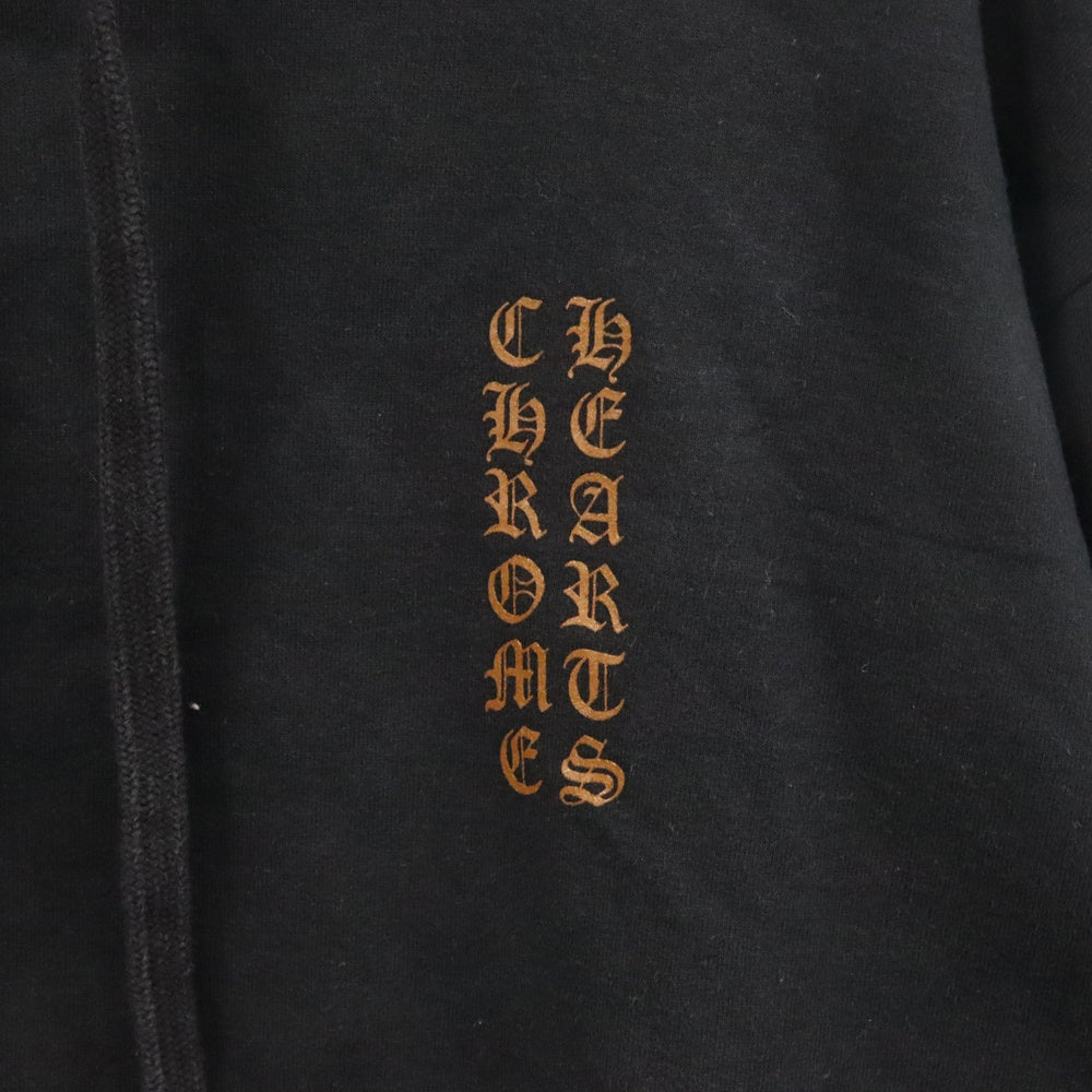 CHROME HEARTS(クロムハーツ) SWTSHRT PLVR バーティカルロゴ 袖プリントプルオーバースウェットパーカー ブラック/ブラウン
