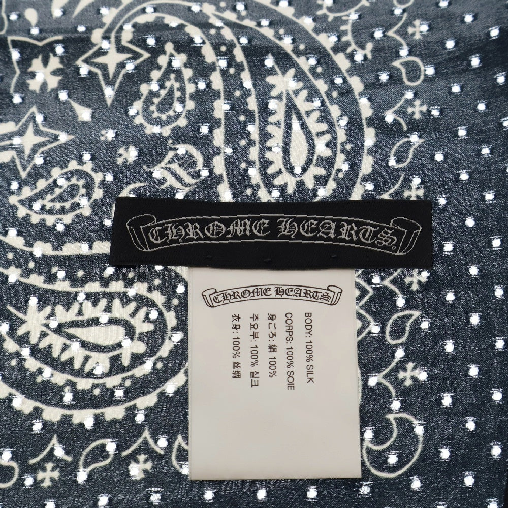 CHROME HEARTS(クロムハーツ) ペイズリーバンダナ シルクスカーフ ネイビー