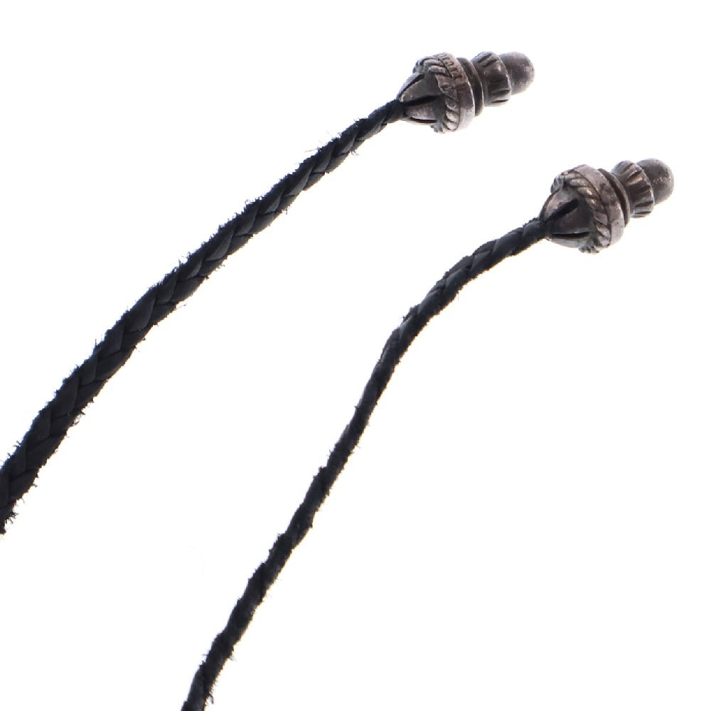 CHROME HEARTS(クロムハーツ) LRG SPADE CROSS ラージスペードクロス ペンダント レザーブレイド Wボロチップ シルバーネックレス シルバー/ブラック
