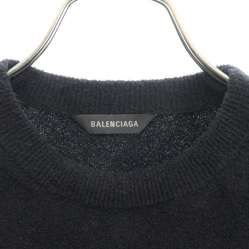 BALENCIAGA(バレンシアガ) ロゴ刺繍 パイル生地 Tシャツ カットソー ブラック レディース