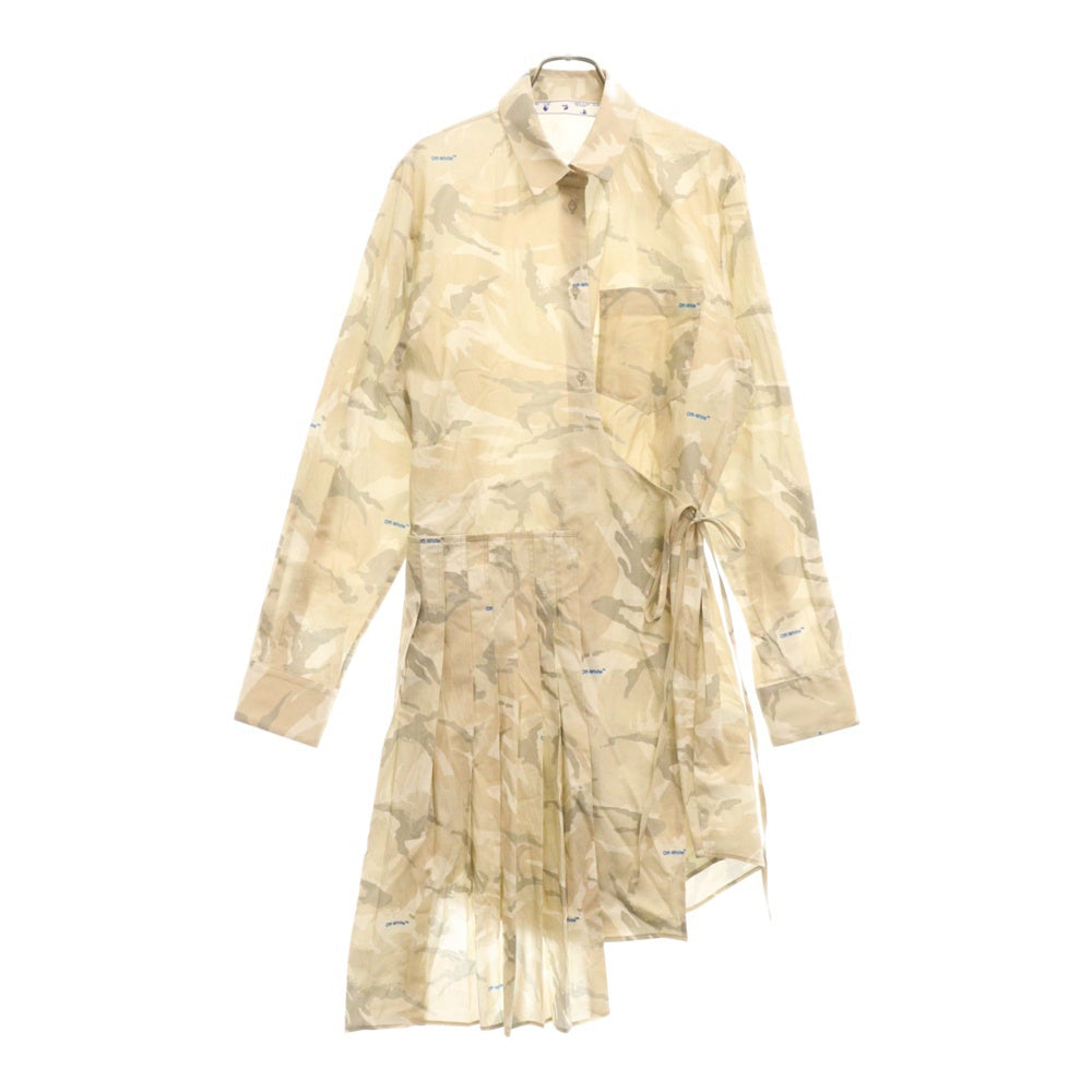 OFF-WHITE(オフホワイト) カモフラージュ ミリタリー ロング丈 長袖シャツ レディース ベージュ