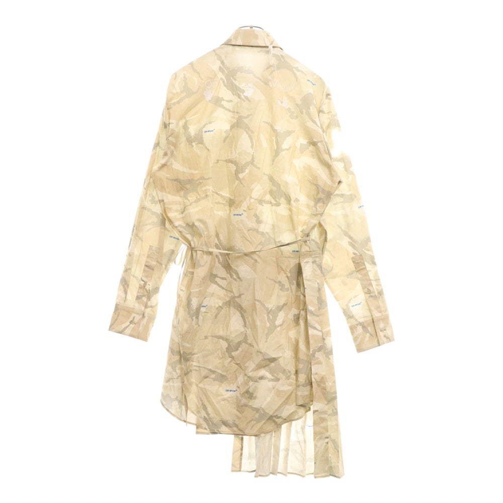 OFF-WHITE(オフホワイト) カモフラージュ ミリタリー ロング丈 長袖シャツ レディース ベージュ