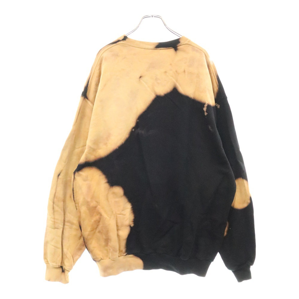 BALENCIAGA(バレンシアガ) 17AW Oversize Bleach Sweater Homme刺繍ロゴ オーバーサイズブリーチ クルーネック スウェットトレーナー ブラック/ベージュ 486095 TWK44