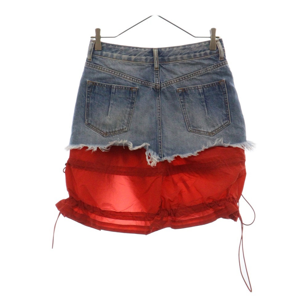 UNRAVEL PROJECT(アンレーベルプロジェクト) Blue Denim Deconstructed Skirt ブルーデニム デコンストラクト スカート レディース インディゴ/レッド